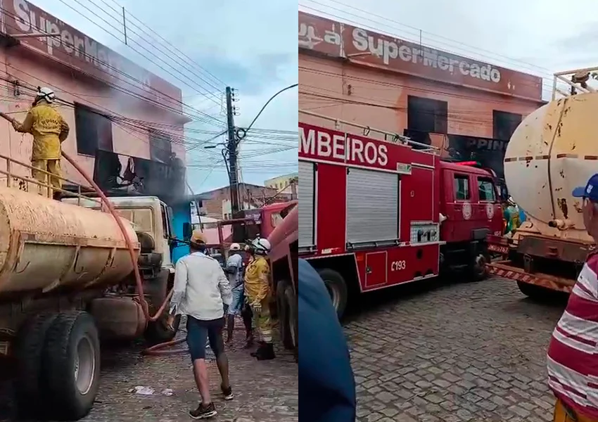 Incêndio destrói loja recém-inaugurada no centro de Livramento de Nossa Senhora