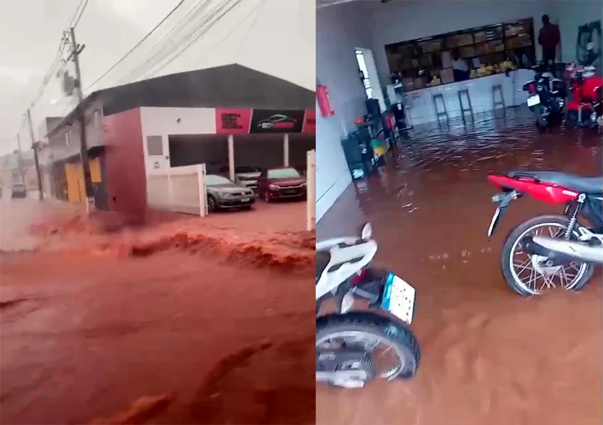 Chuva torrencial provoca alagamentos e arrasta correntezas em Livramento de Nossa Senhora