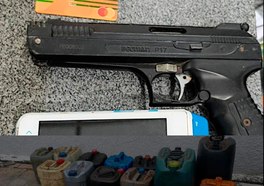 PM interrompe comércio ilegal de combustível e apreende simulacro em Vitória da Conquista