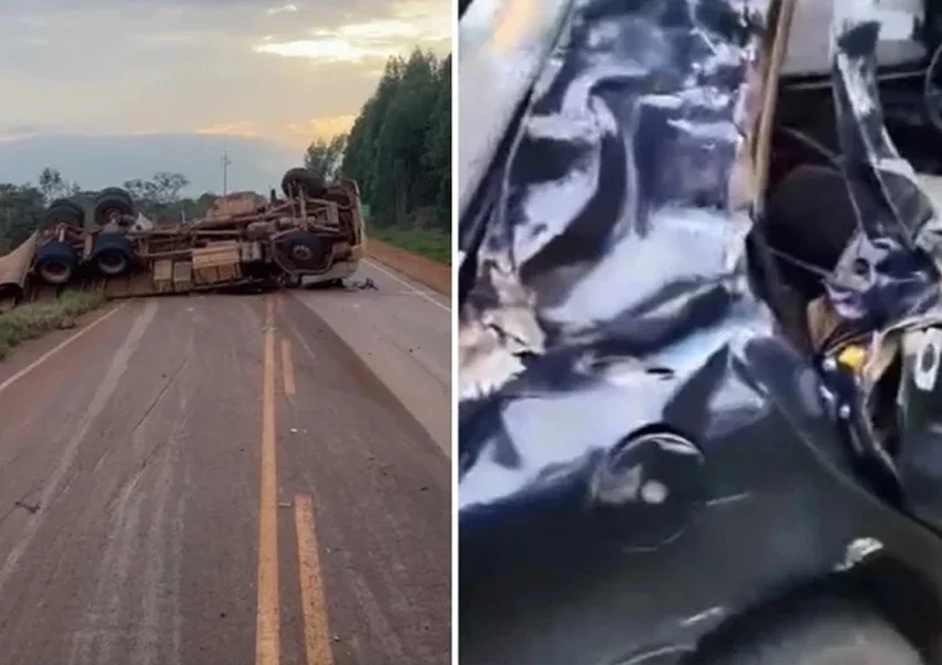 Caminhão tomba após colidir com veículo entre Ibicoara e Barra da Estiva