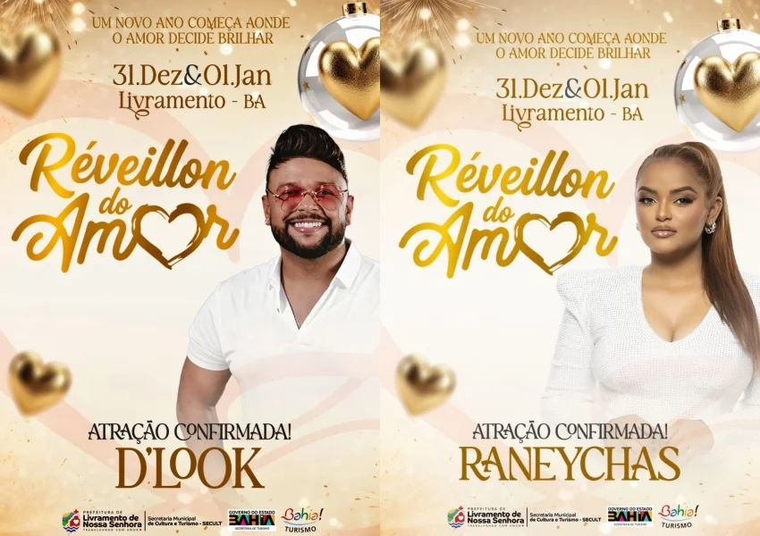 Réveillon do Amor anuncia D’Look e Banda Raneychas como novas atrações da virada em Livramento