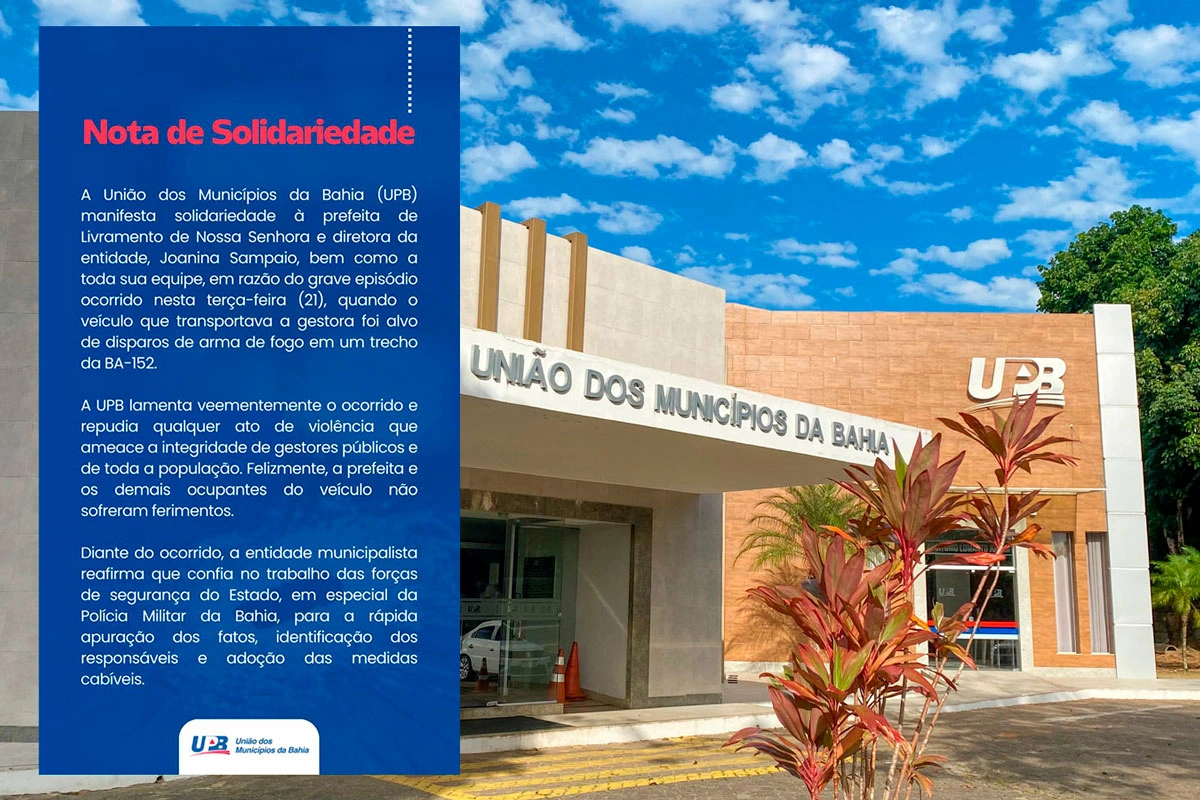 UPB repudia ataque a tiros contra prefeita de Livramento e pede punição dos responsáveis