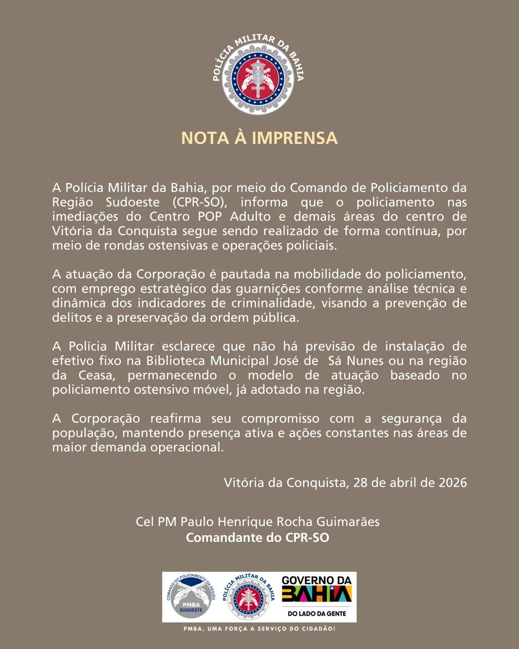 PM nega instalação de base fixa na Biblioteca Sá Nunes e na Ceasa em Vitória da Conquista