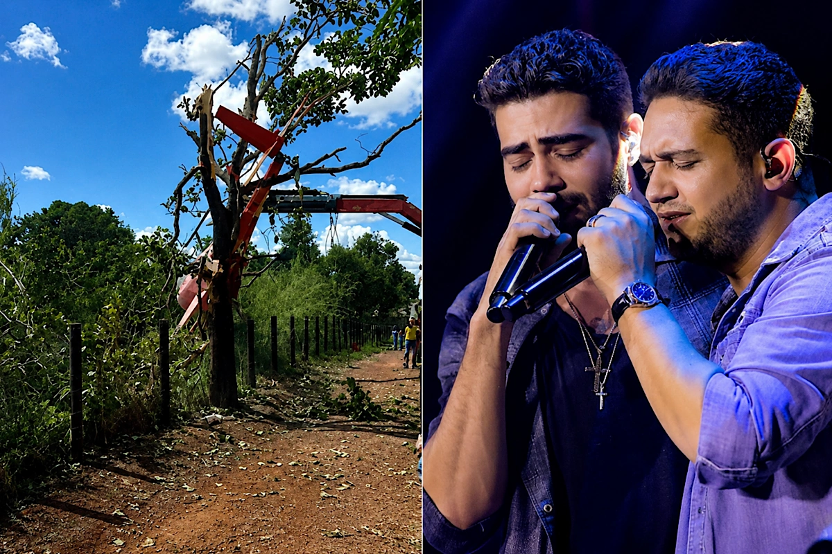 Helicóptero da dupla Henrique e Juliano cai no Tocantins