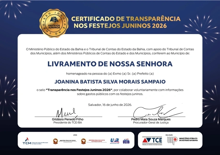 Município de Livramento Nossa Senhora é reconhecido por transparência nos gastos do São João
