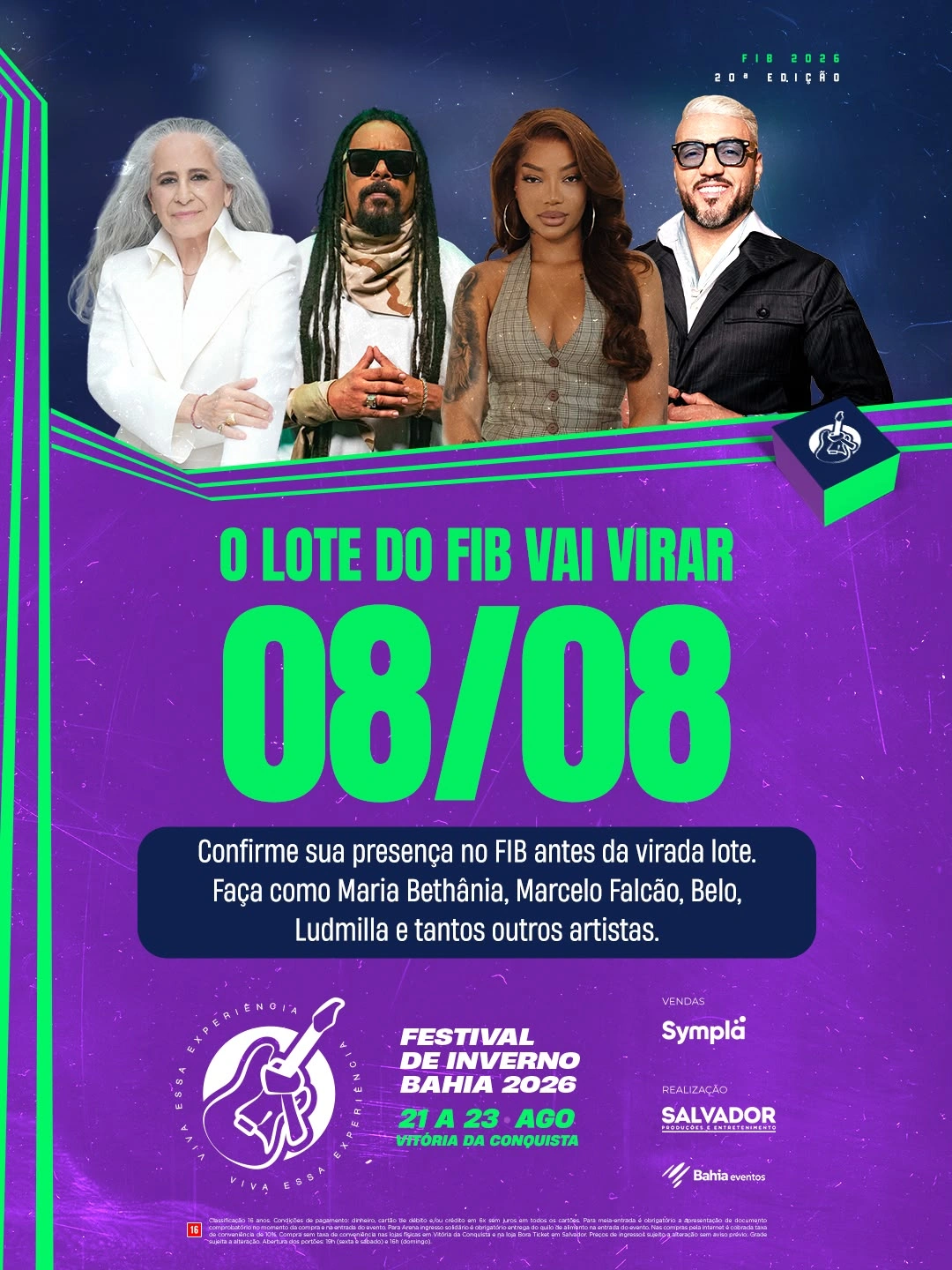 Festival de Inverno Bahia (FIB) anuncia virada de lote dia 08 de agosto