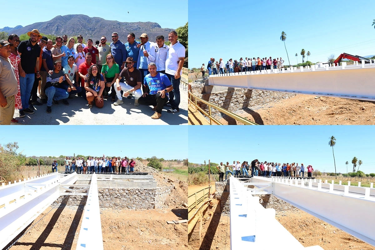 Prefeita Joanina Sampaio visita obra da ponte do Tabuleiro em Livramento de Nossa Senhora