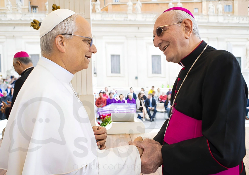 Dom Armando Bucciol, Bispo Emérito de Livramento de Nossa Senhora se encontra com Papa Leão XIV durante Assembleia Geral no Vaticano