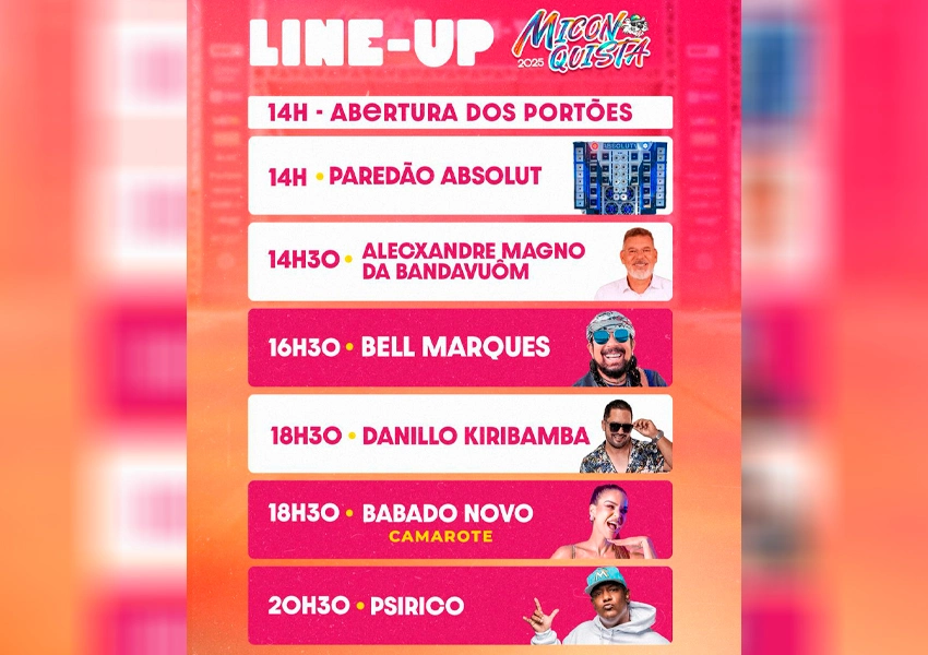 Miconquista 2025 divulga line-up e horários dos shows; veja programação