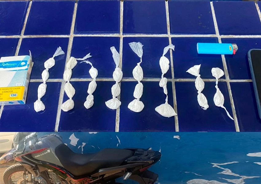 Polícia apreende 25 trouxinhas de cocaína escondidas em motocicleta no Bairro Passa Quatro em Livramento de Nossa Senhora